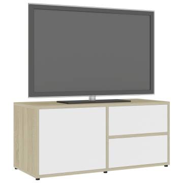 Stylish White & Sonoma Oak TV Cabinet - 80x34x36 cm