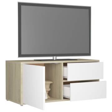 Stylish White & Sonoma Oak TV Cabinet - 80x34x36 cm