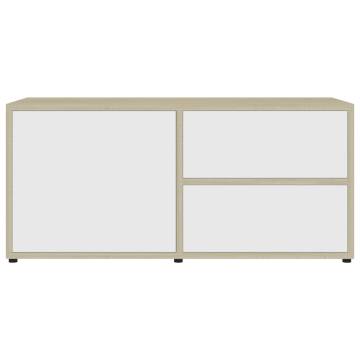 Stylish White & Sonoma Oak TV Cabinet - 80x34x36 cm