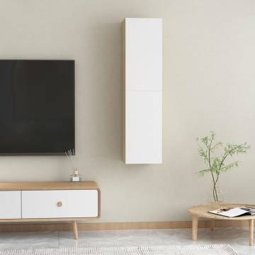 Stylish TV Cabinets Set - White & Sonoma Oak - 30.5x30x60 cm