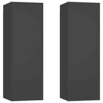 Stylish Grey TV Cabinets Set - 2 pcs - 30.5x30x90 cm