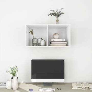 Modern Wall-Mounted TV Cabinet - White | 37x37x72 cm