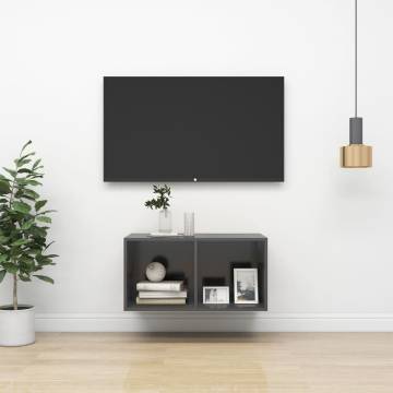 Stylish Wall-Mounted TV Cabinet Grey - Practical Storage