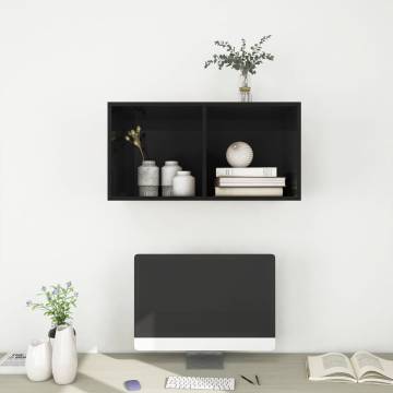 High Gloss Black Wall-Mounted TV Cabinet - 37x37x72 cm