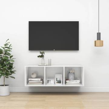 High Gloss White Wall-mounted TV Cabinet | 37x37x107 cm