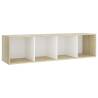 Stylish White & Sonoma Oak TV Cabinet - 142.5x35x36.5 cm