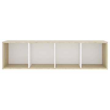 Stylish White & Sonoma Oak TV Cabinet - 142.5x35x36.5 cm