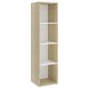 Stylish White & Sonoma Oak TV Cabinet - 142.5x35x36.5 cm