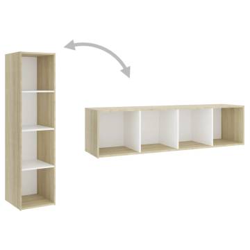 Stylish White & Sonoma Oak TV Cabinet - 142.5x35x36.5 cm