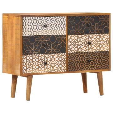 Elegant Solid Mango Wood Sideboard with Printed Pattern