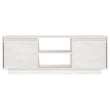 Elegant White TV Cabinet - Solid Pinewood 110x30x40 cm