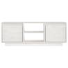 Elegant White TV Cabinet - Solid Pinewood 110x30x40 cm