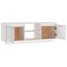 Elegant White TV Cabinet - Solid Pinewood 110x30x40 cm