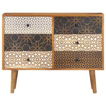 Elegant Solid Mango Wood Sideboard with Printed Pattern