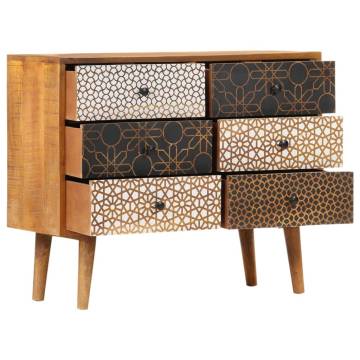 Elegant Solid Mango Wood Sideboard with Printed Pattern