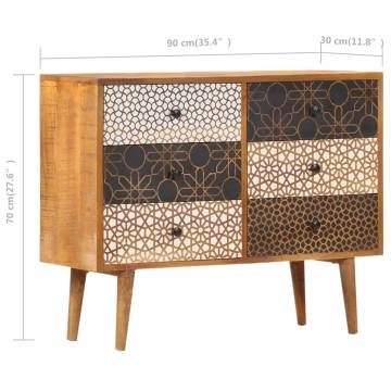 Elegant Solid Mango Wood Sideboard with Printed Pattern