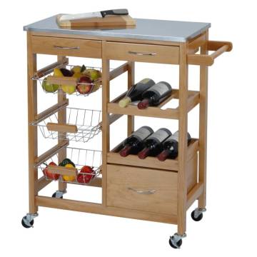 Excellent Houseware Kitchen Trolley - 3 Drawers Wood