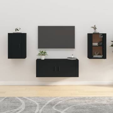 Wall Mounted TV Cabinets 2 pcs Black - Modern Storage Solution