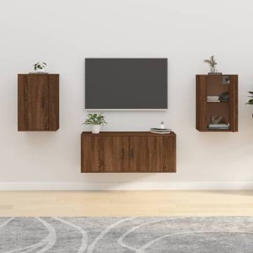 Wall Mounted TV Cabinets - 2 pcs Brown Oak | Hipo Market