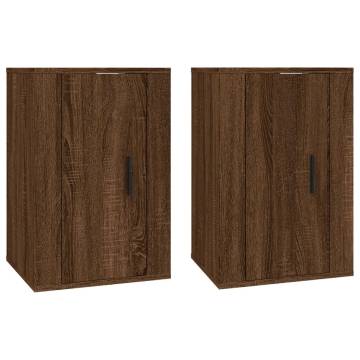 Wall Mounted TV Cabinets - 2 pcs Brown Oak | Hipo Market