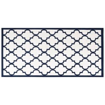 Stylish Navy & White Outdoor Rug | 100x200 cm Reversible Design