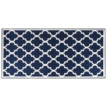 Stylish Navy & White Outdoor Rug | 100x200 cm Reversible Design