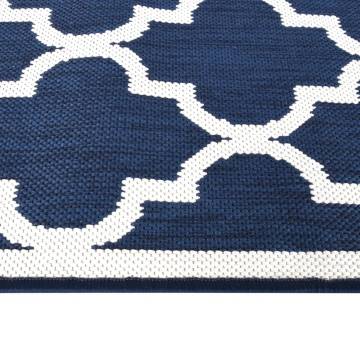 Stylish Navy & White Outdoor Rug | 100x200 cm Reversible Design