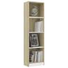 4-Tier Book Cabinet in White & Sonoma Oak - Stylish Storage