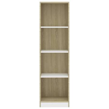 4-Tier Book Cabinet in White & Sonoma Oak - Stylish Storage