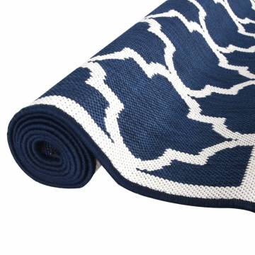 Stylish Navy & White Outdoor Rug | 100x200 cm Reversible Design