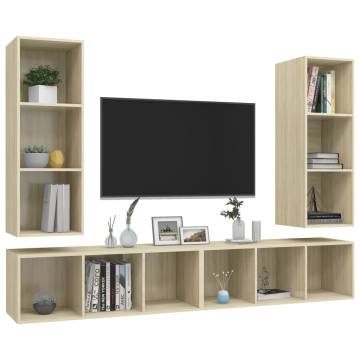 Stylish Wall-Mounted TV Cabinets - 4 pcs Sonoma Oak