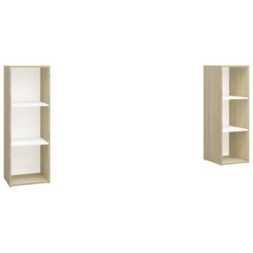 Stylish TV Cabinets 2 pcs White & Sonoma Oak - 107x35x37 cm