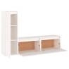 Stylish 3 Pcs White Solid Wood Pine TV Cabinets - Hipomarket