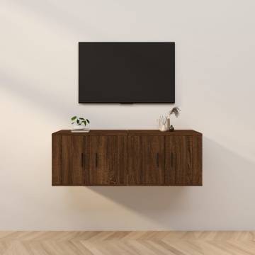 Wall-Mounted TV Cabinets - 2 pcs Brown Oak | HipoMarket