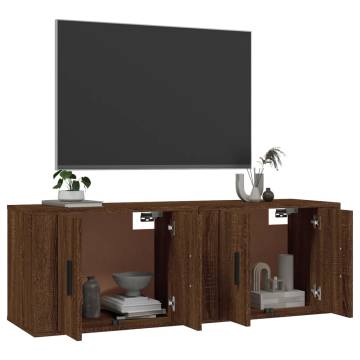 Wall-Mounted TV Cabinets - 2 pcs Brown Oak | HipoMarket