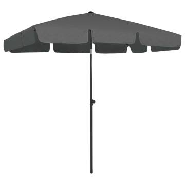 Beach Umbrella Anthracite 200x125 cm - UV Protected & Adjustable