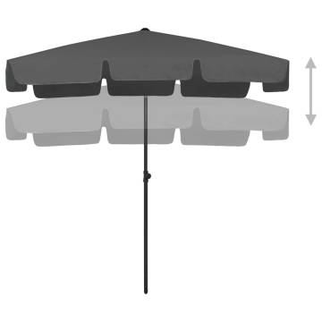 Beach Umbrella Anthracite 200x125 cm - UV Protected & Adjustable