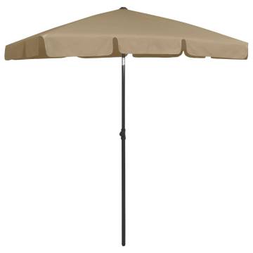 Beach Umbrella Taupe 180x120 cm - UV Protective & Adjustable