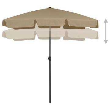 Beach Umbrella Taupe 180x120 cm - UV Protective & Adjustable