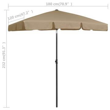 Beach Umbrella Taupe 180x120 cm - UV Protective & Adjustable