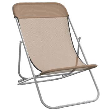 Folding Beach Chairs 2 pcs - Taupe Textilene & Steel