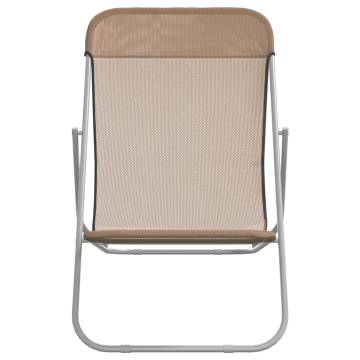 Folding Beach Chairs 2 pcs - Taupe Textilene & Steel