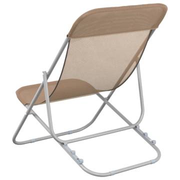 Folding Beach Chairs 2 pcs - Taupe Textilene & Steel