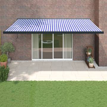 5x3m Retractable Awning - Blue and White | Durable & Stylish