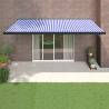 Retractable Awning Blue and White 5x3 m Fabric and Aluminium Colour blue and white (black frame) Size 5 x 3 m Quantity in Package 1 