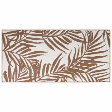 Outdoor Rug Brown & White 100x200 cm - Stylish & Reversible