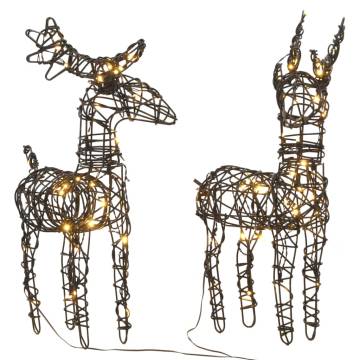 Warm White Rattan Reindeer Christmas Decorations - 2 pcs