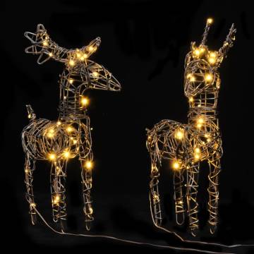 Warm White Rattan Reindeer Christmas Decorations - 2 pcs