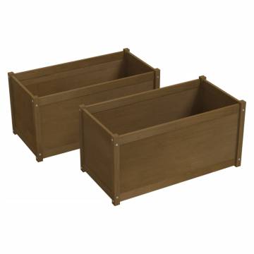 Garden Planters 2 pcs Honey Brown - Solid Pinewood 100x50x50cm