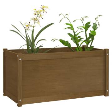 Garden Planters 2 pcs Honey Brown - Solid Pinewood 100x50x50cm